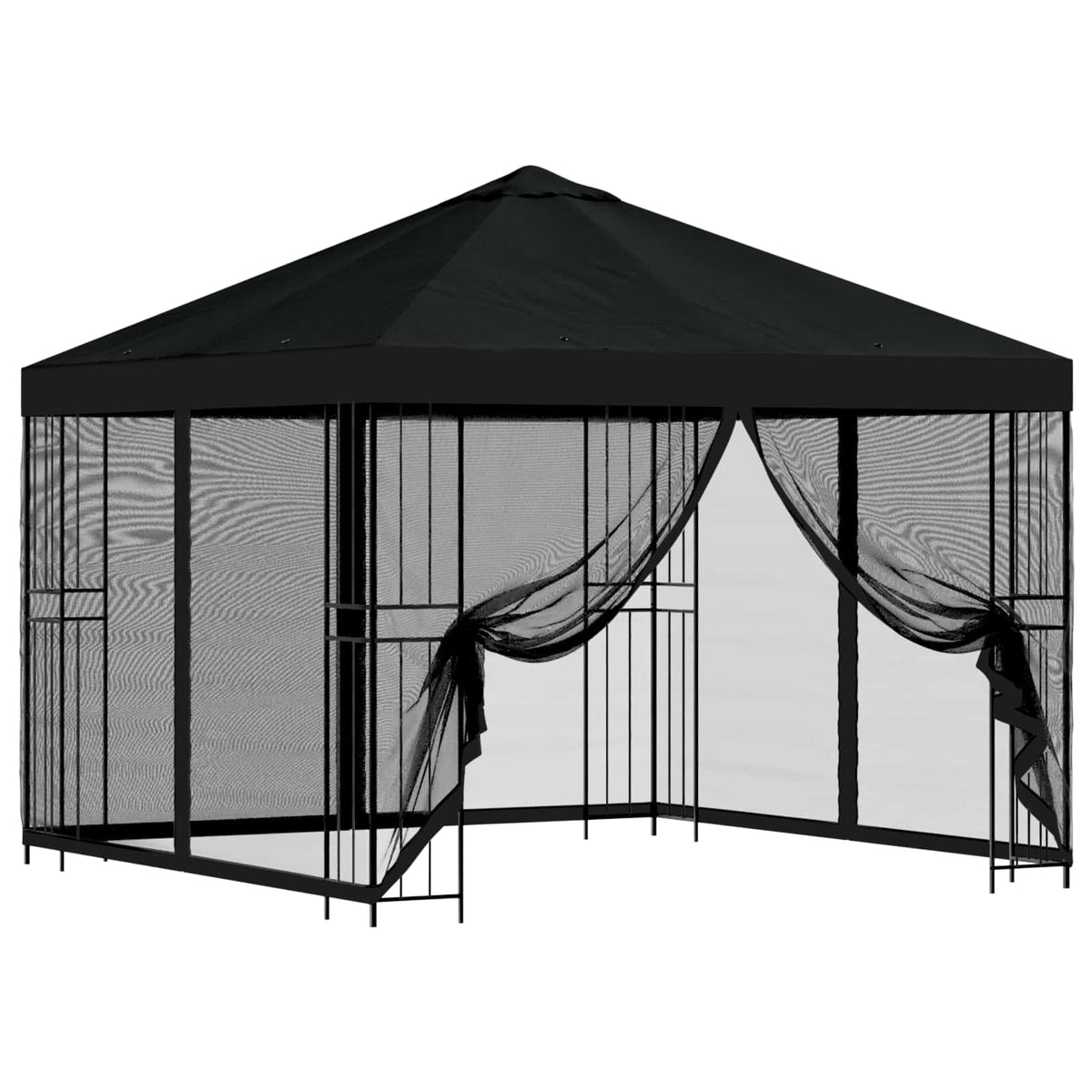 Garten Pavillon mit Seitenwänden 3 x 3 m Schwarz