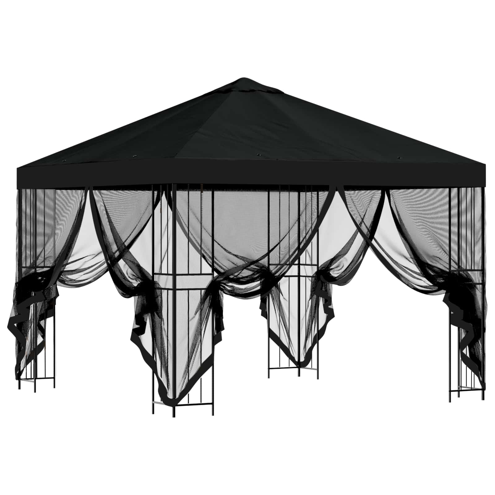 Garten Pavillon mit Seitenwänden 3 x 3 m Schwarz