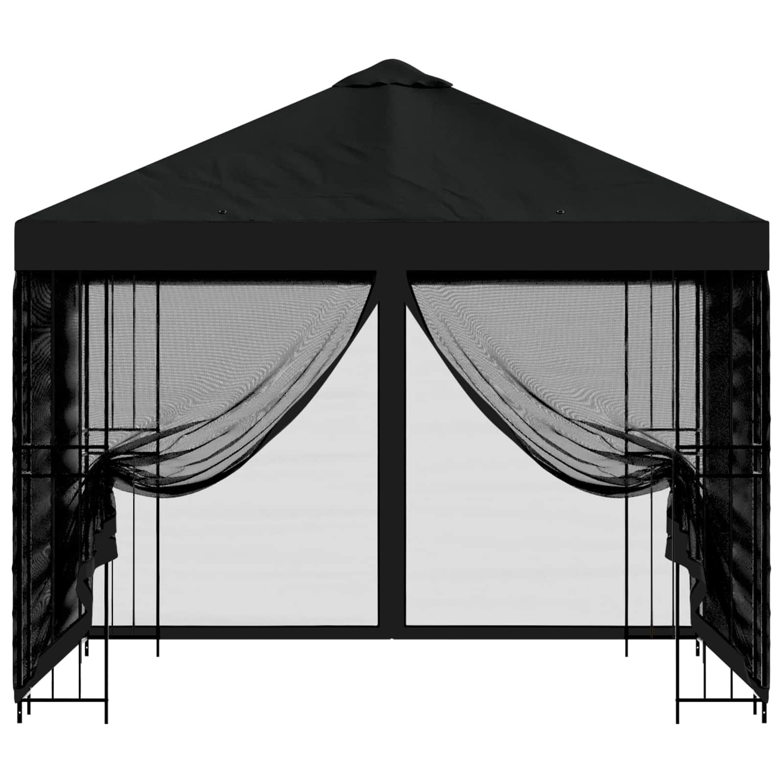 Garten Pavillon mit Seitenwänden 3 x 3 m Schwarz