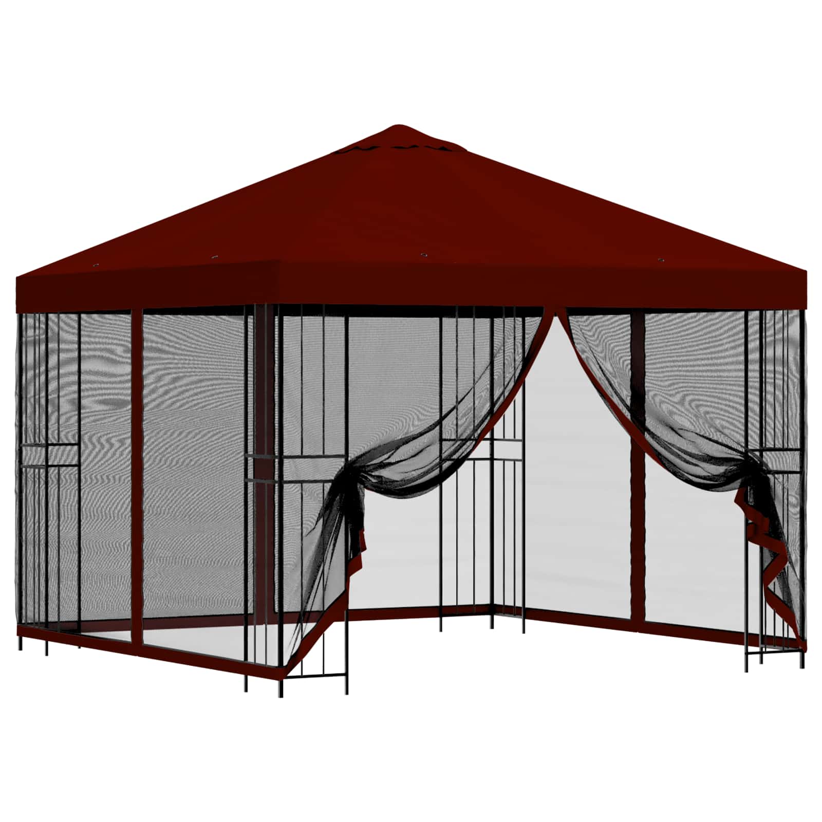 Garten Pavillon mit Seitenwänden 3 x 3 m Bordeauxrot
