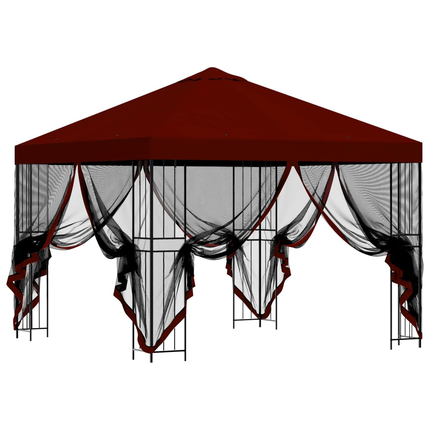 Garten Pavillon mit Seitenwänden 3 x 3 m Bordeauxrot
