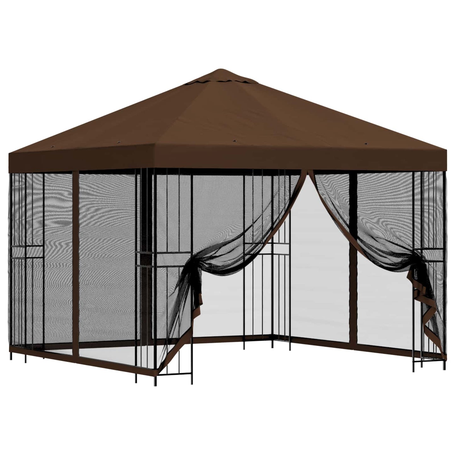 Garten Pavillon mit Seitenwänden 3 x 3 m Braun
