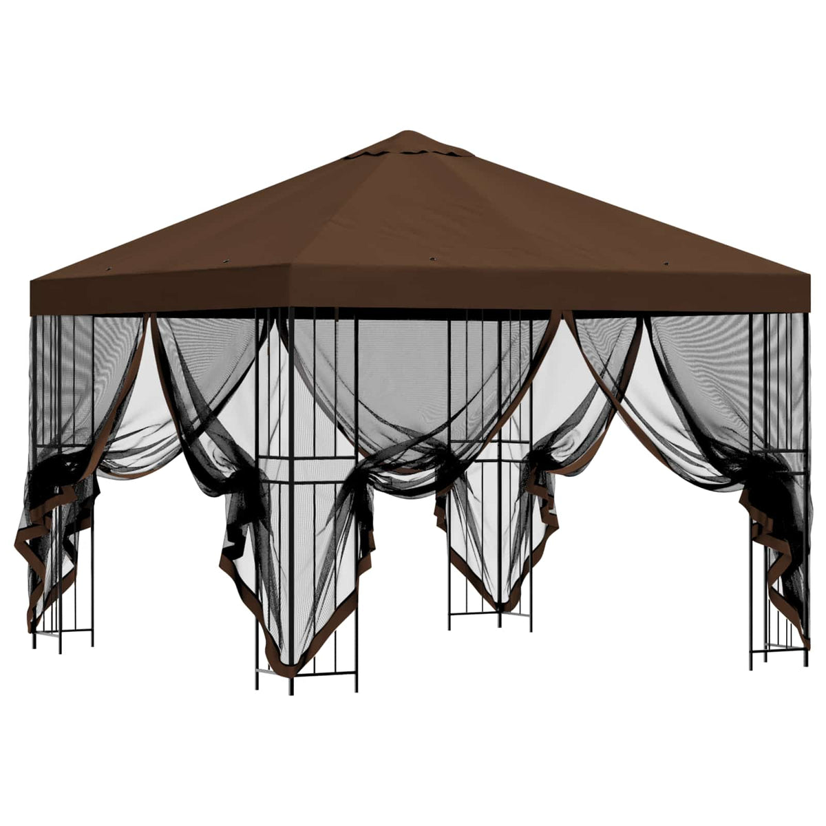 Garten Pavillon mit Seitenwänden 3 x 3 m Braun