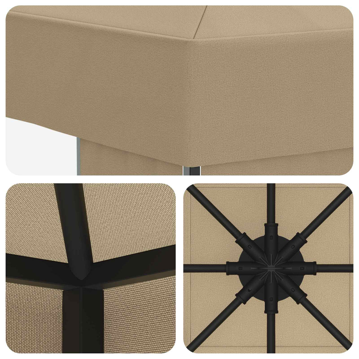Pavillon 3 x 3 m Beige Polyester und Stahl 190 gsm