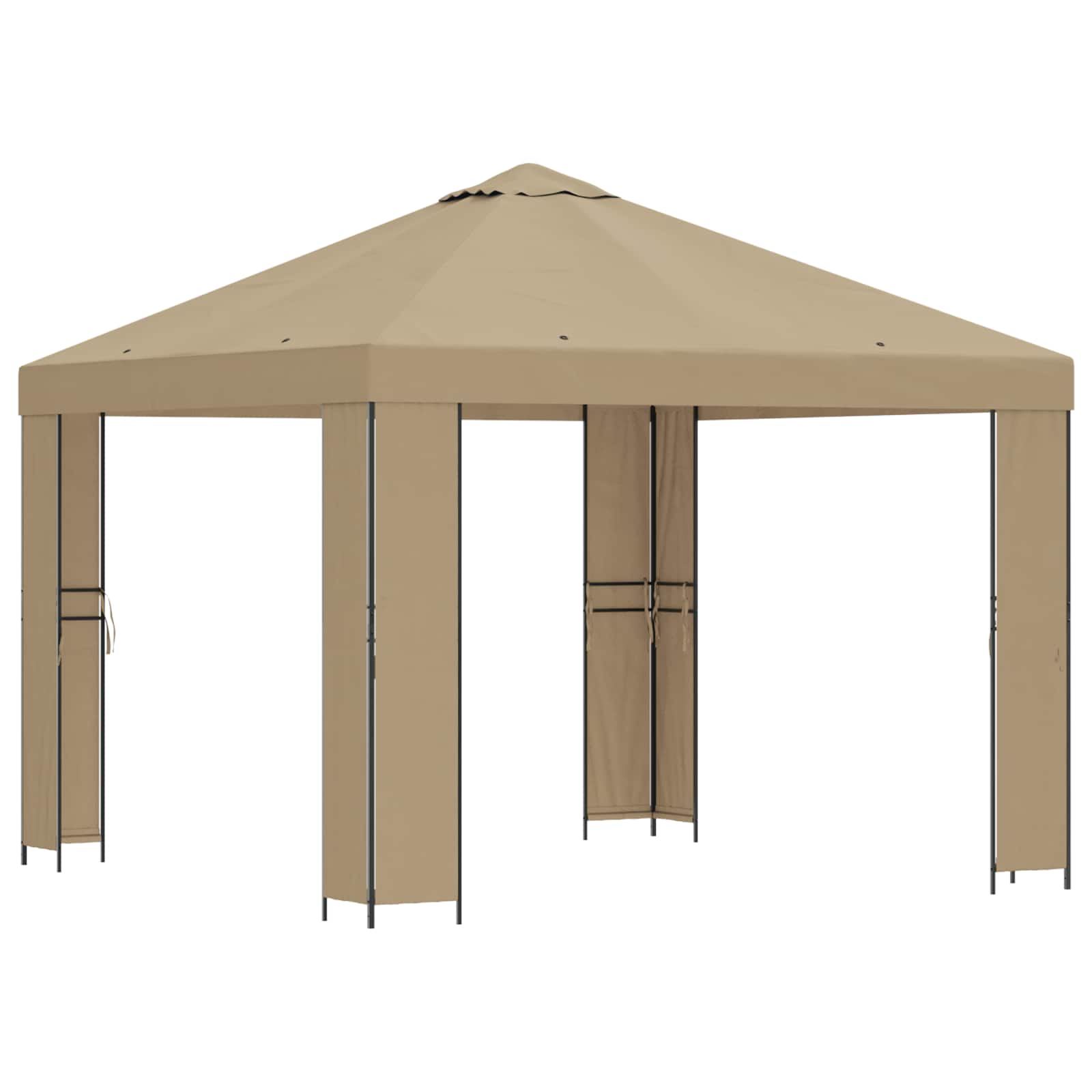 Pavillon 3 x 3 m Beige Polyester und Stahl 190 gsm