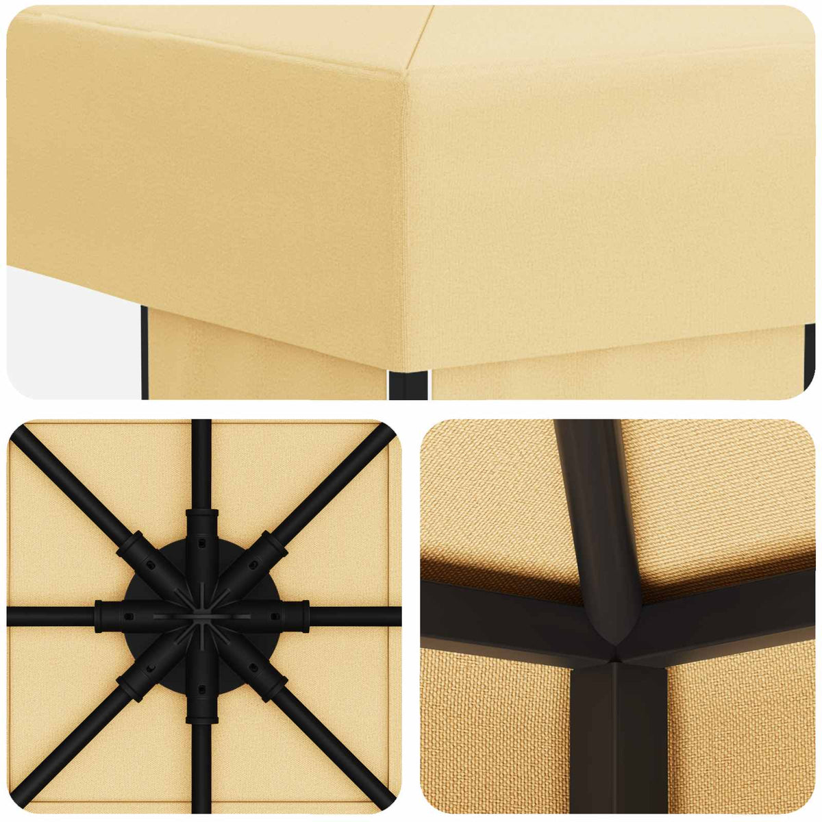 Pavillon 3 x 3 m Creme Polyester und Stahl 190 gsm