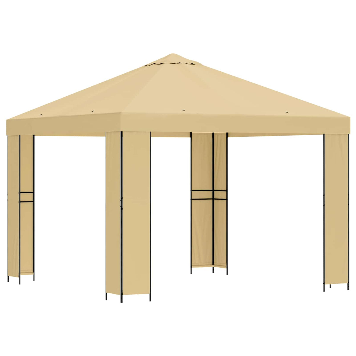 Pavillon 3 x 3 m Creme Polyester und Stahl 190 gsm