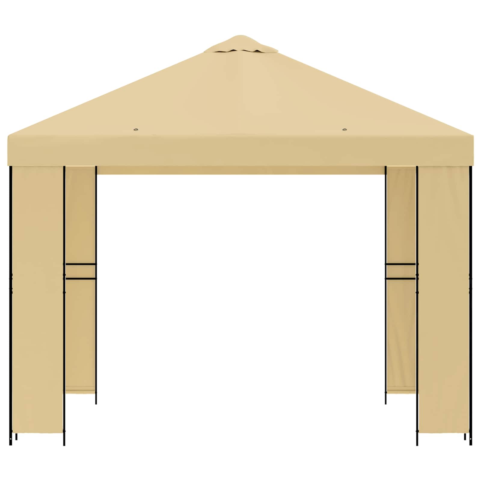 Pavillon 3 x 3 m Creme Polyester und Stahl 190 gsm