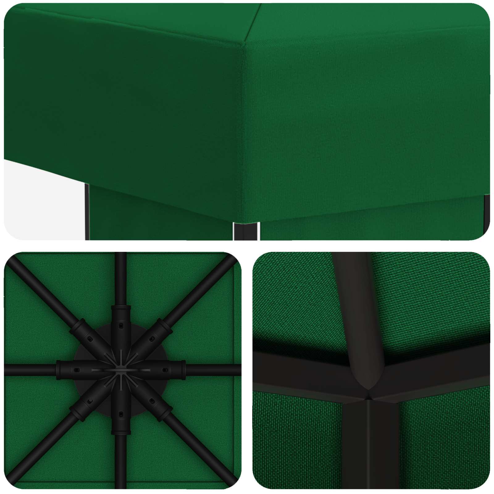 Pavillon 3 x 3 m Grün Polyester und Stahl 190 gsm