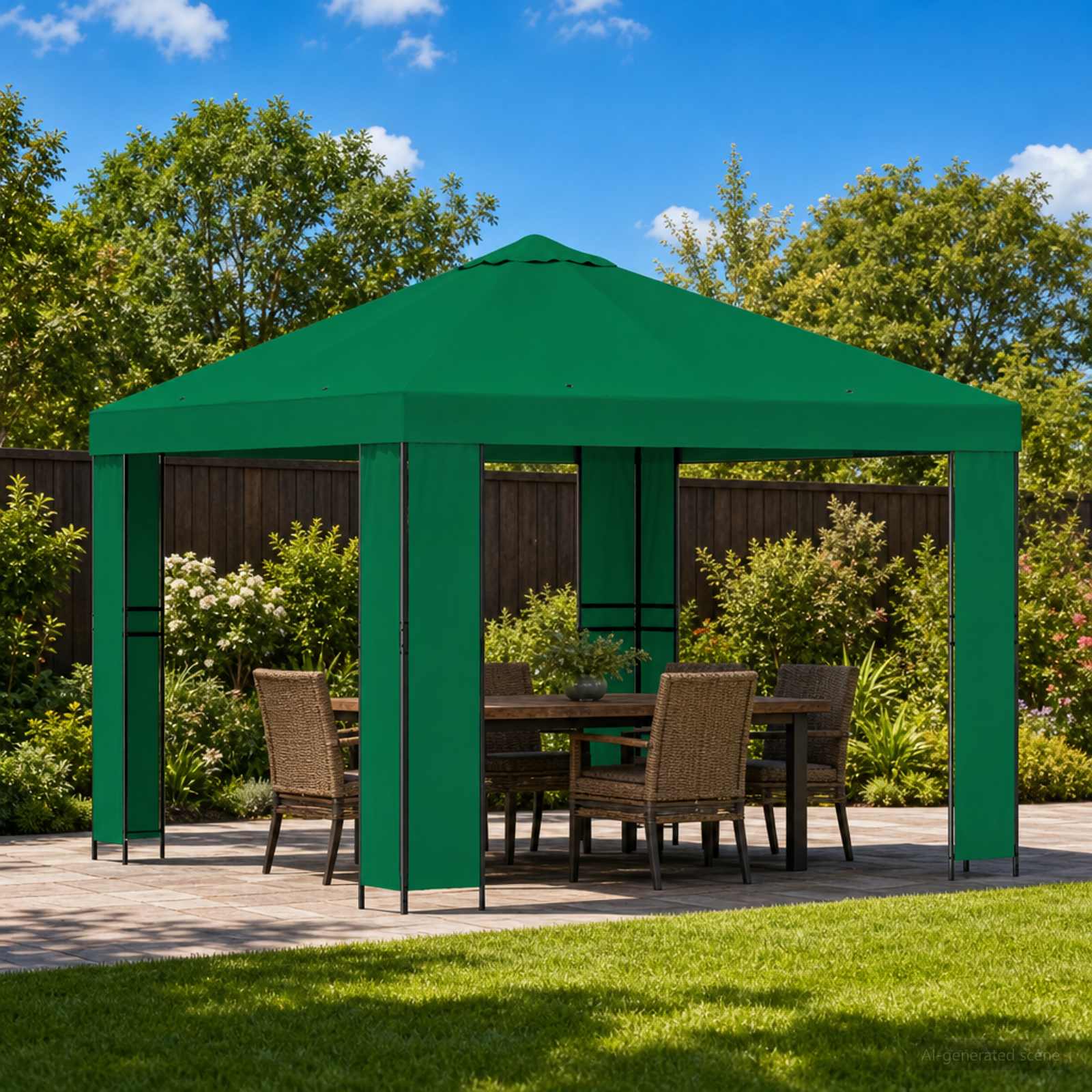 Pavillon 3 x 3 m Grün Polyester und Stahl 190 gsm