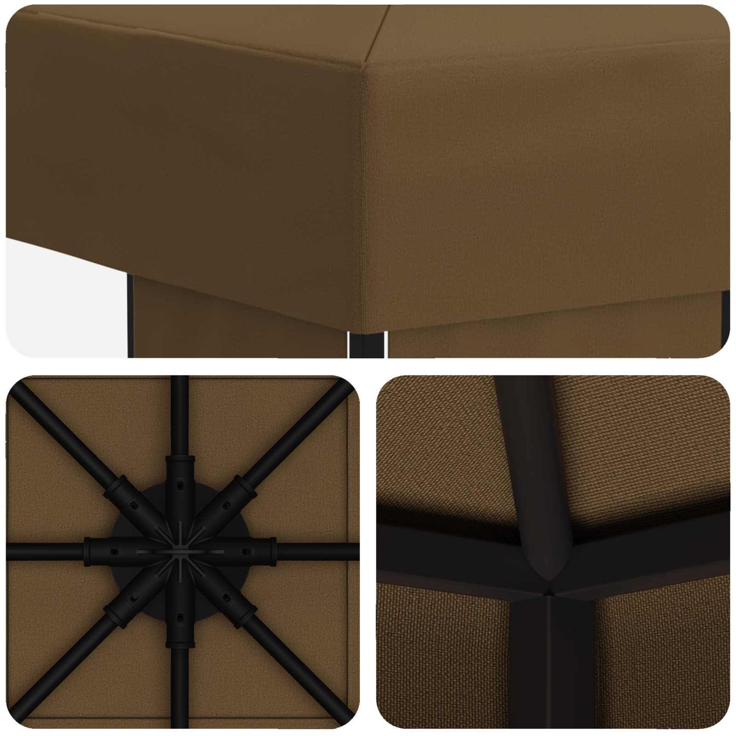 Pavillon 3 x 3 m Taupe Polyester und Stahl 190 gsm