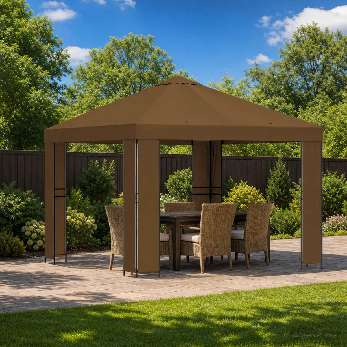 Pavillon 3 x 3 m Taupe Polyester und Stahl 190 gsm