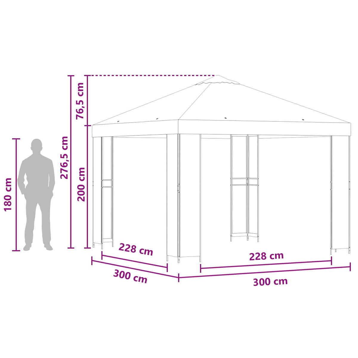 Pavillon 3 x 3 m Taupe Polyester und Stahl 190 gsm