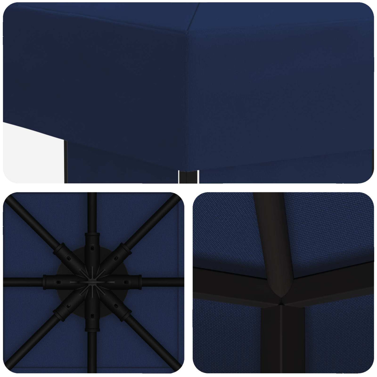 Pavillon 3 x 3 m Blau Polyester und Stahl 190 gsm