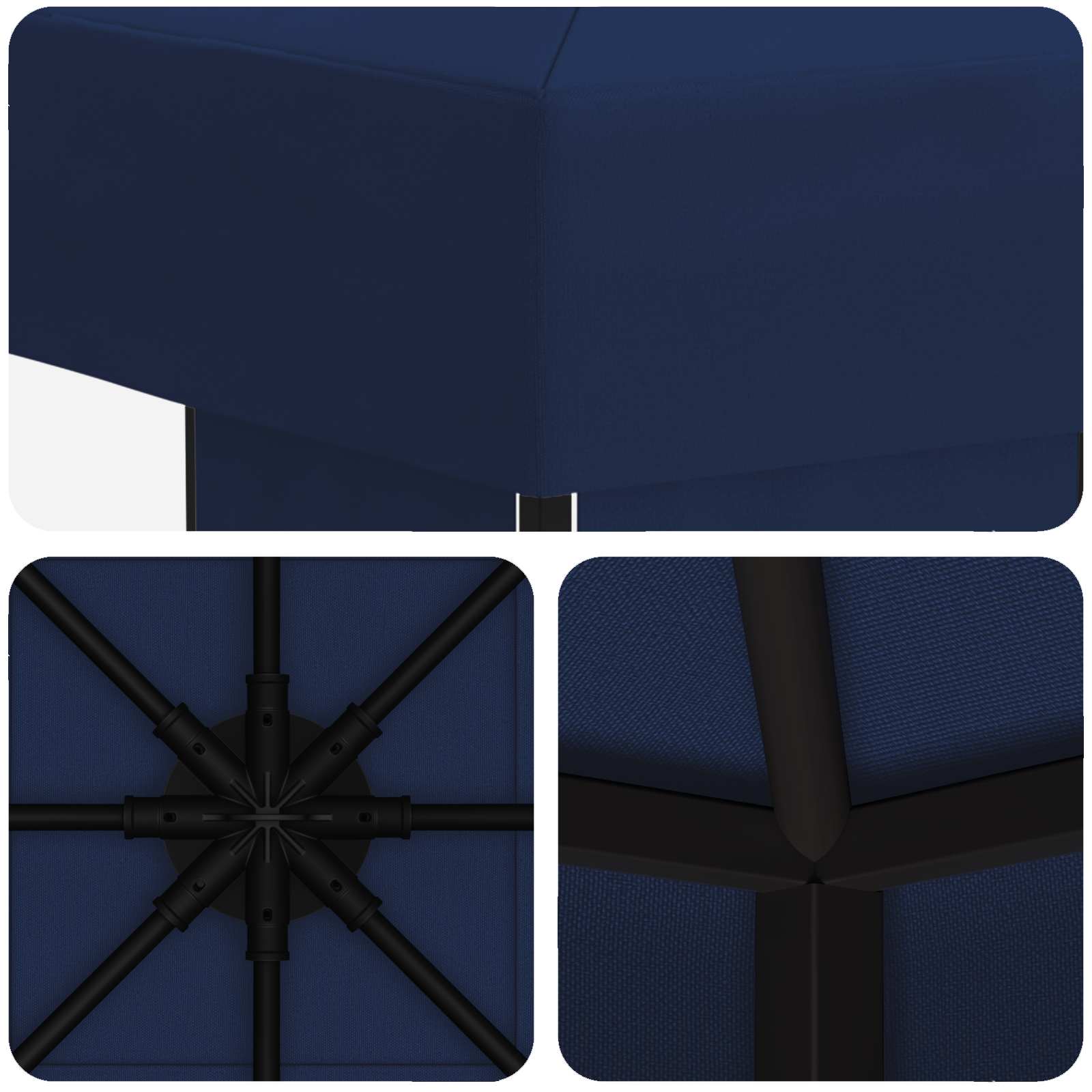 Pavillon 3 x 3 m Blau Polyester und Stahl 190 gsm