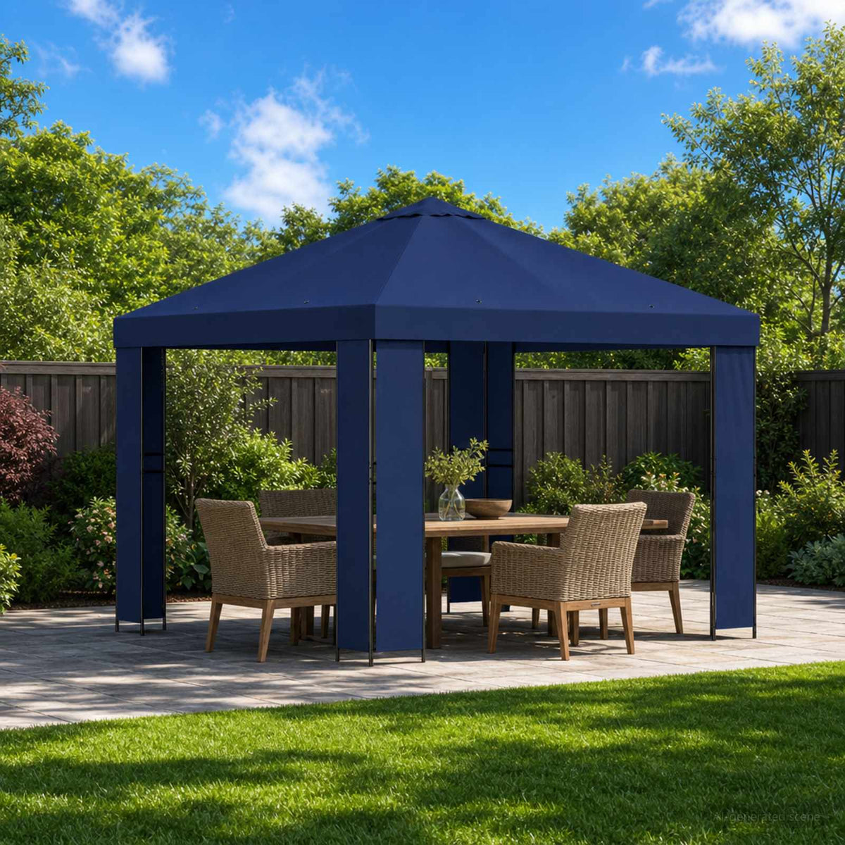 Pavillon 3 x 3 m Blau Polyester und Stahl 190 gsm