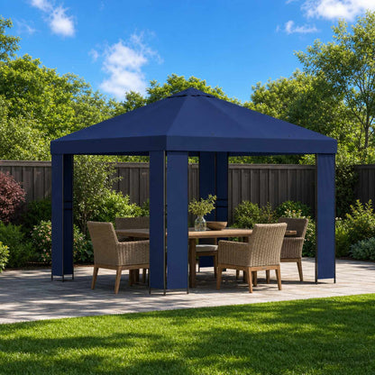 Pavillon 3 x 3 m Blau Polyester und Stahl 190 gsm