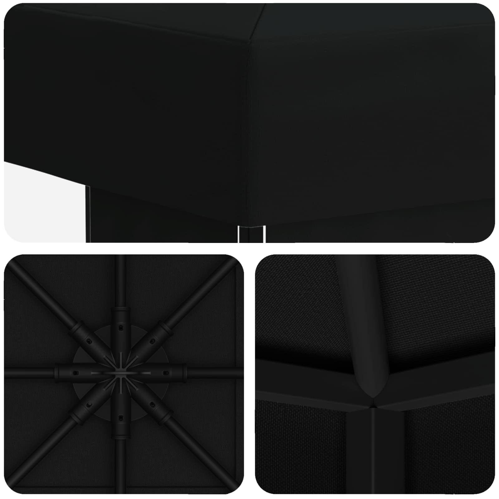 Pavillon 3 x 3 m Schwarz Polyester und Stahl 190 gsm