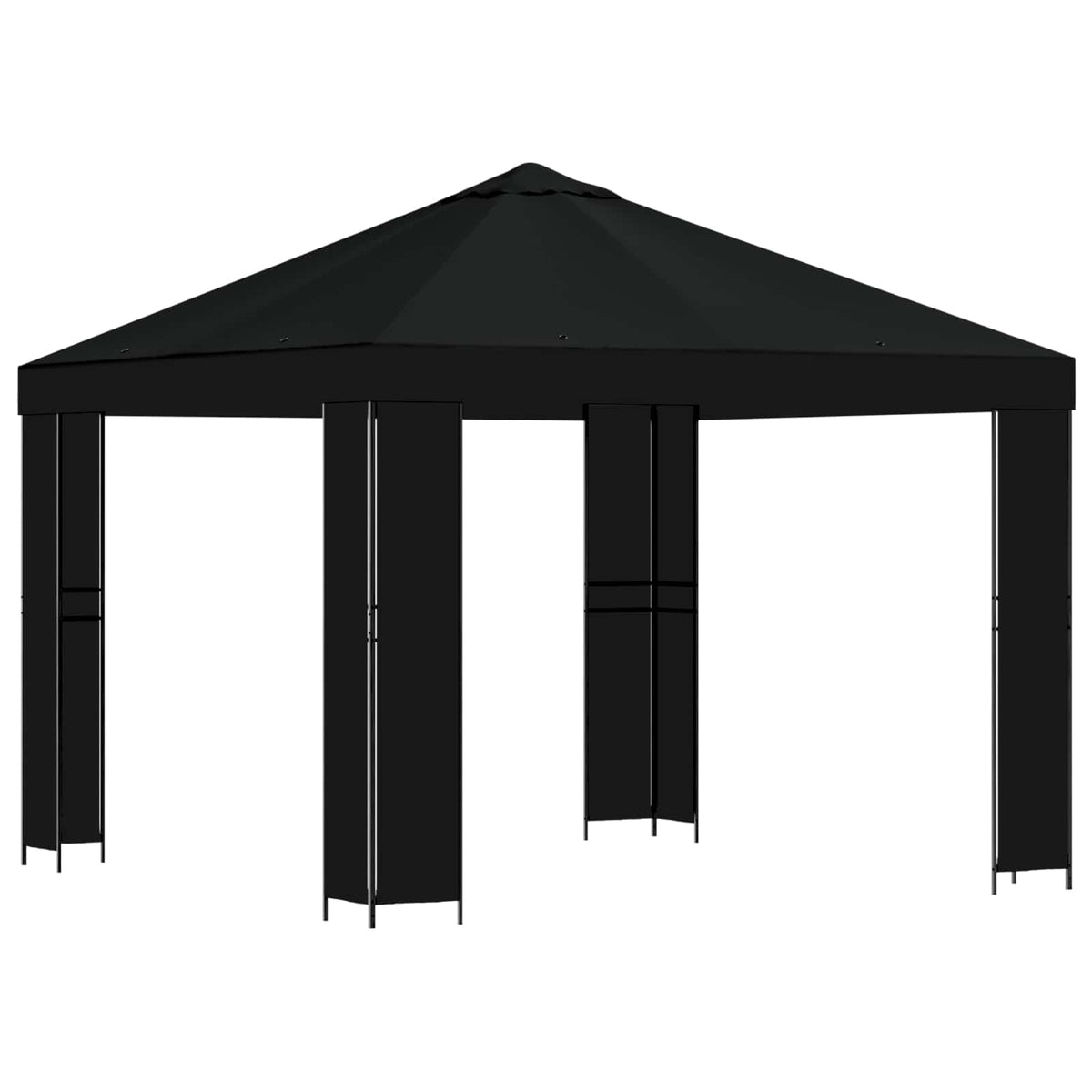 Pavillon 3 x 3 m Schwarz Polyester und Stahl 190 gsm