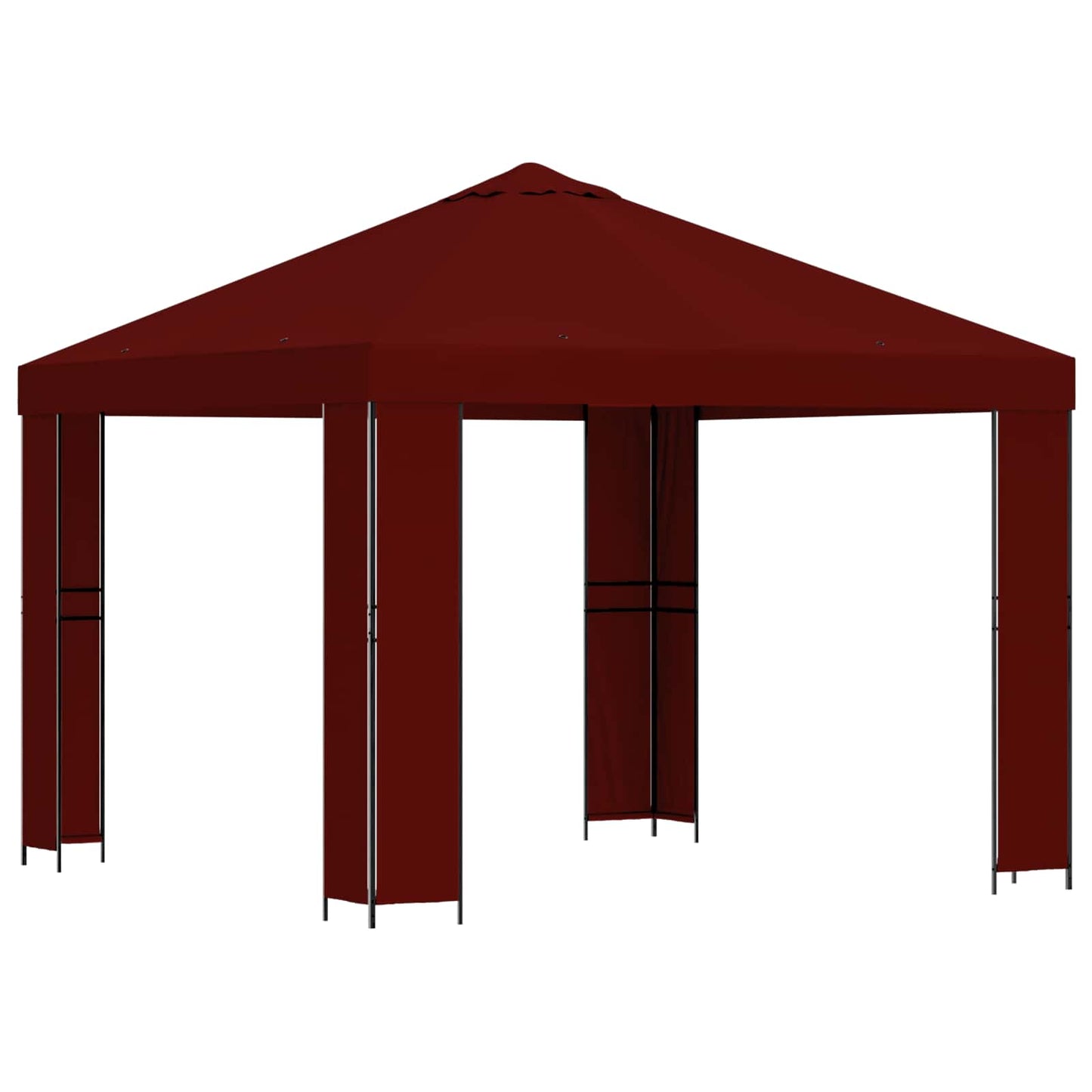 Pavillon 3 x 3 m Bordeauxrot Polyester und Stahl 190 gsm