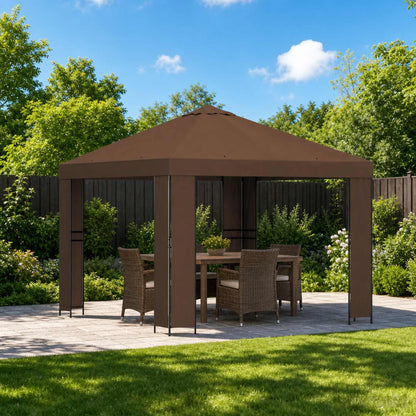 Pavillon 3 x 3 m Braun Polyester und Stahl 190 gsm