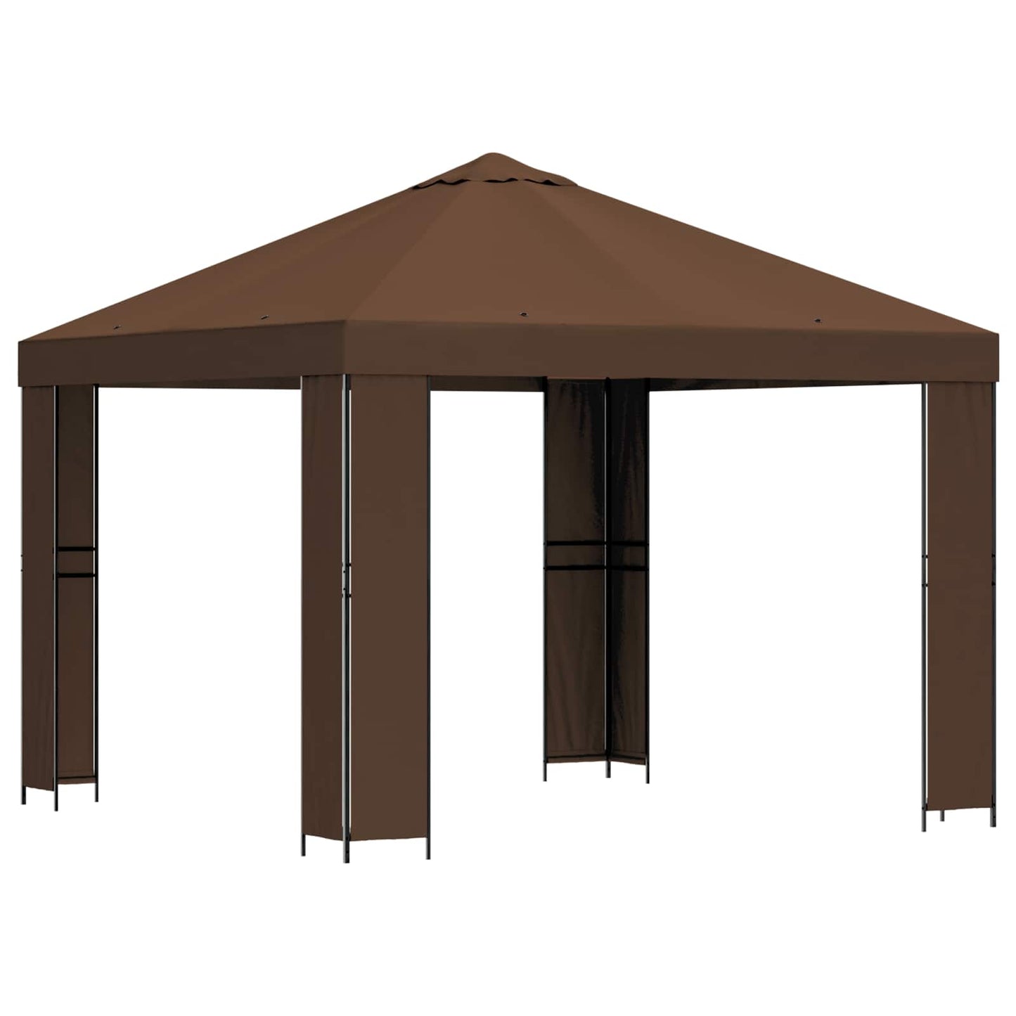 Pavillon 3 x 3 m Braun Polyester und Stahl 190 gsm