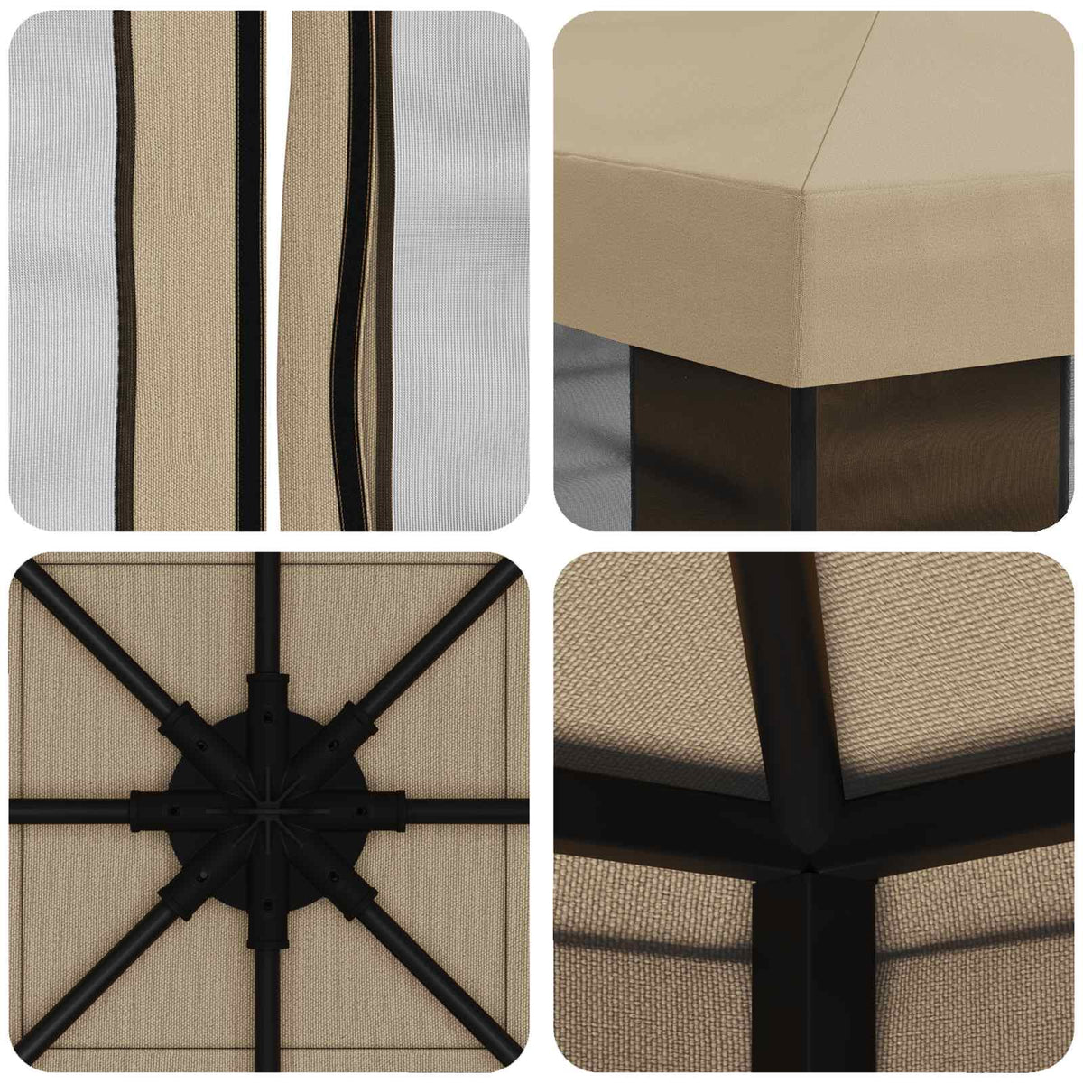 Garten Pavillon mit Seitenwänden 3 x 3 m Beige