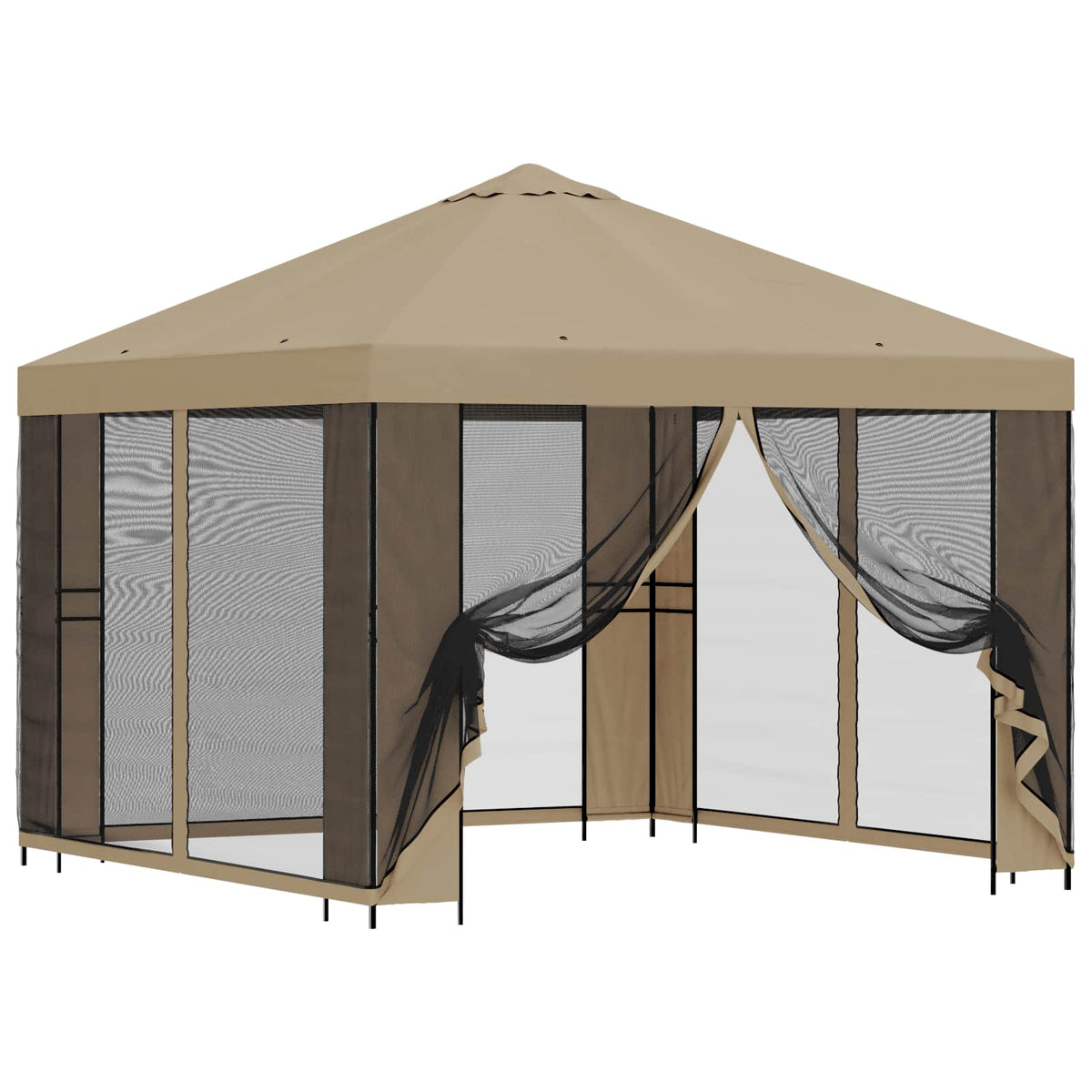 Garten Pavillon mit Seitenwänden 3 x 3 m Beige