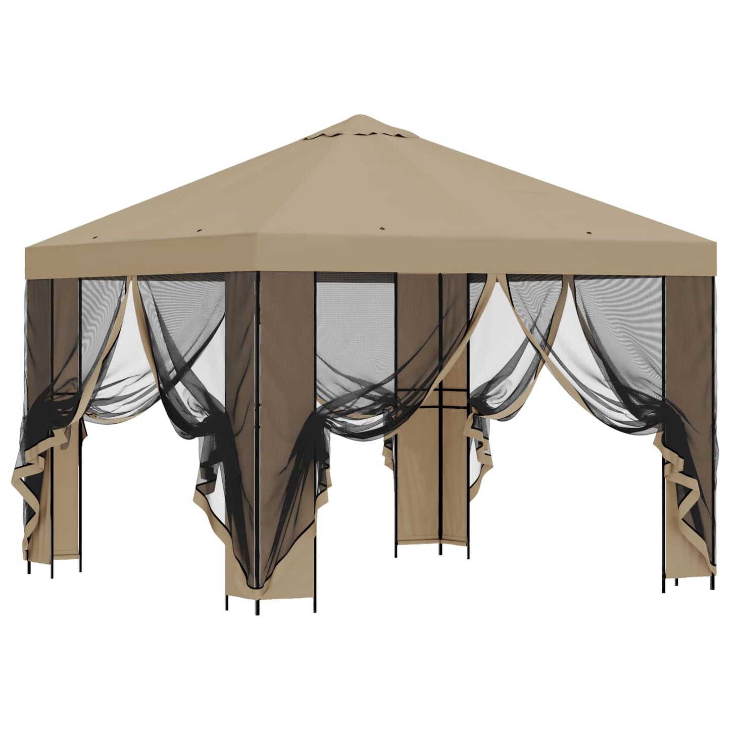 Garten Pavillon mit Seitenwänden 3 x 3 m Beige