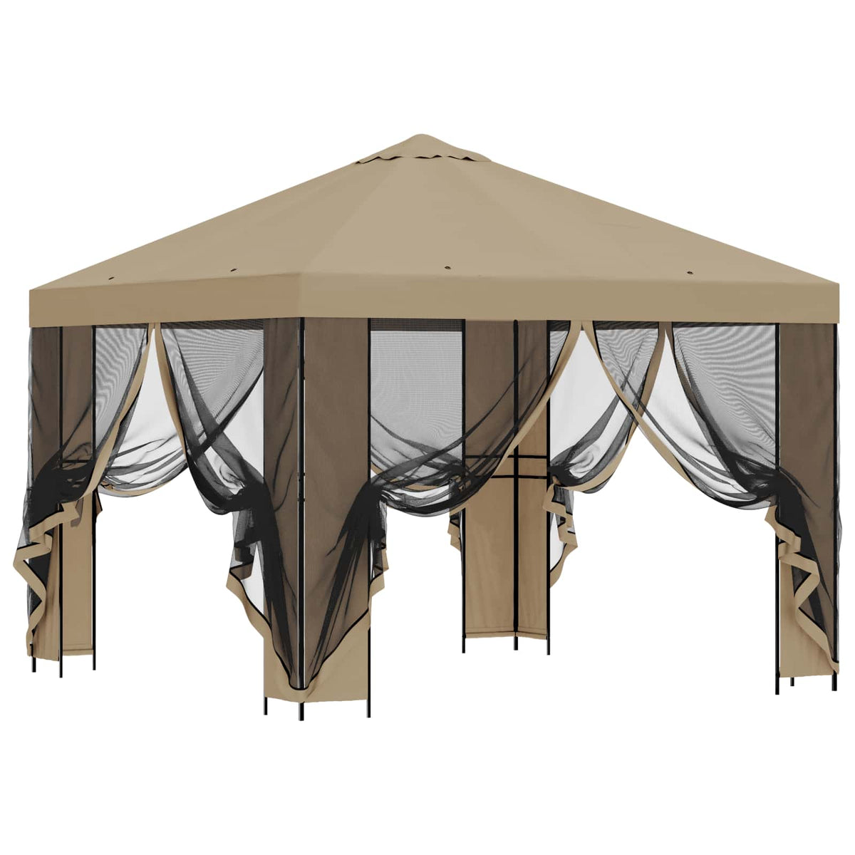 Garten Pavillon mit Seitenwänden 3 x 3 m Beige