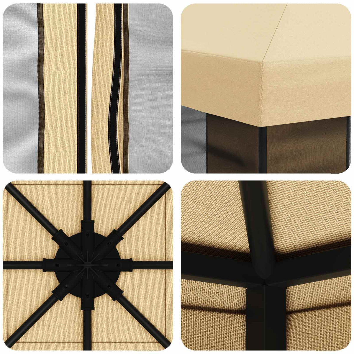 Garten Pavillon mit Seitenwänden 3 x 3 m Creme