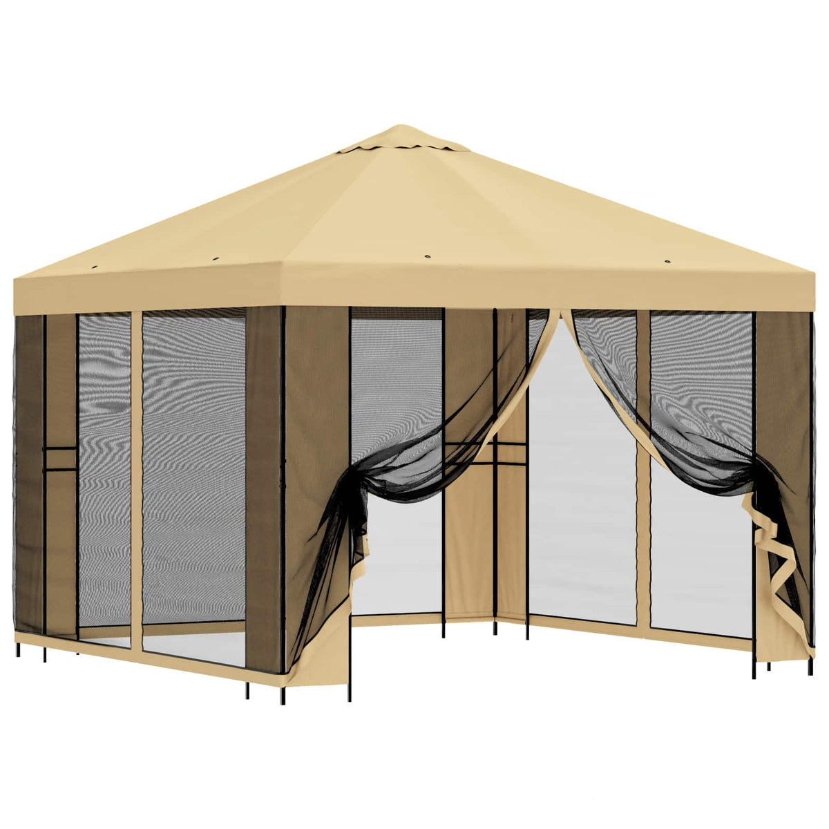 Garten Pavillon mit Seitenwänden 3 x 3 m Creme