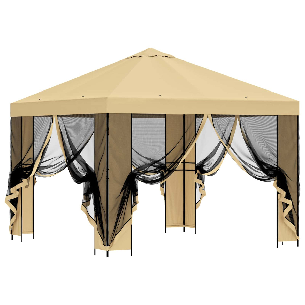 Garten Pavillon mit Seitenwänden 3 x 3 m Creme
