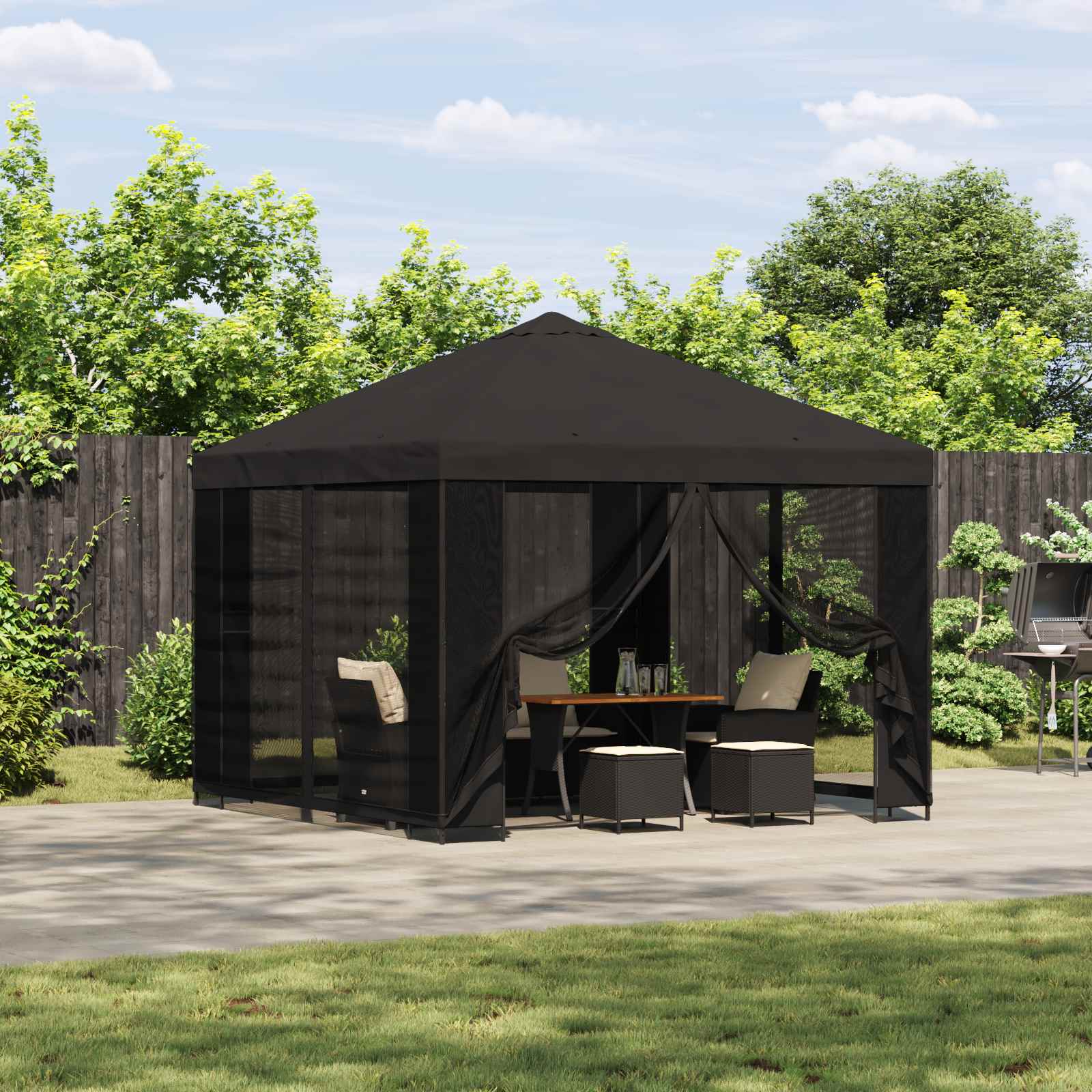 Garten Pavillon mit Seitenwänden 3 x 3 m Anthrazit