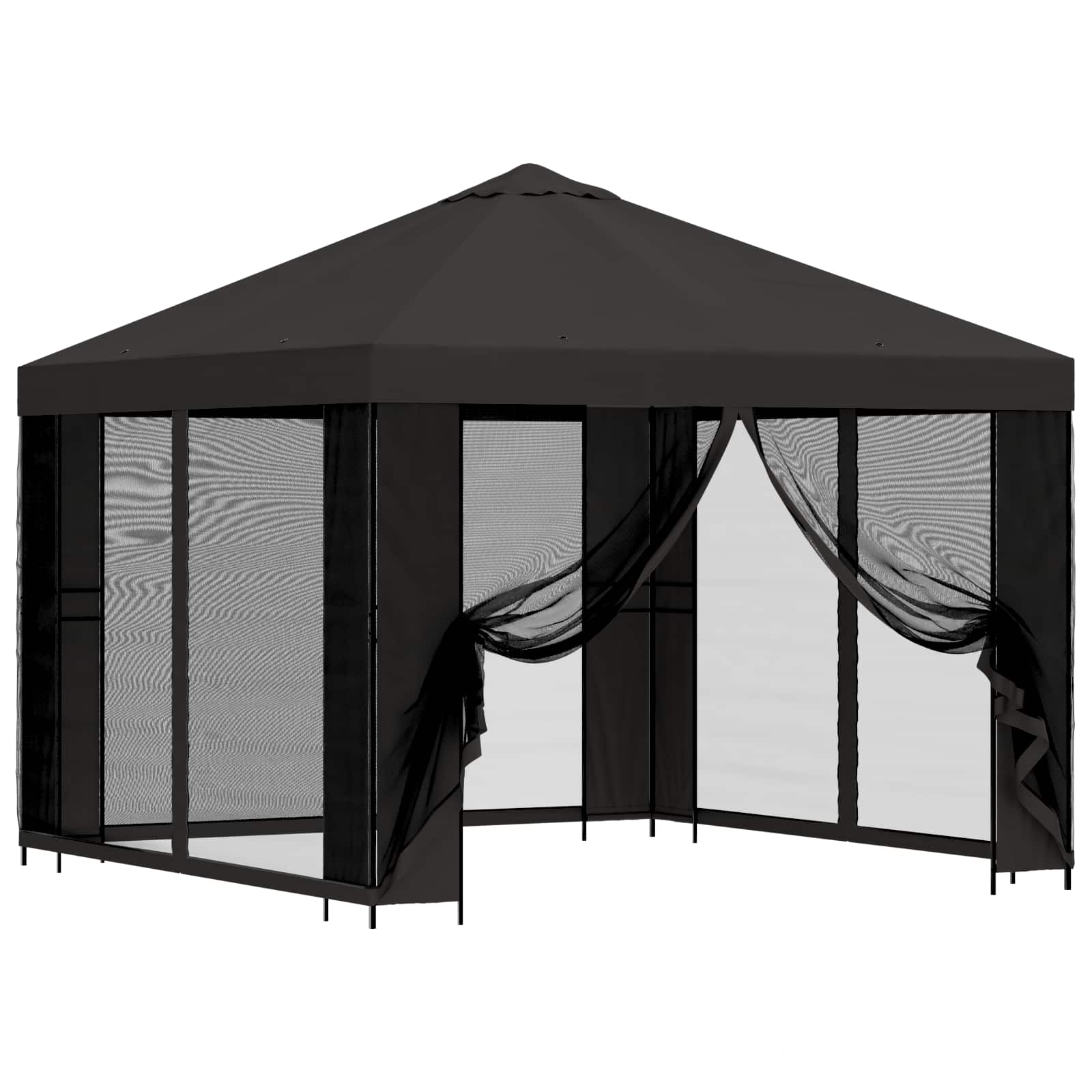 Garten Pavillon mit Seitenwänden 3 x 3 m Anthrazit