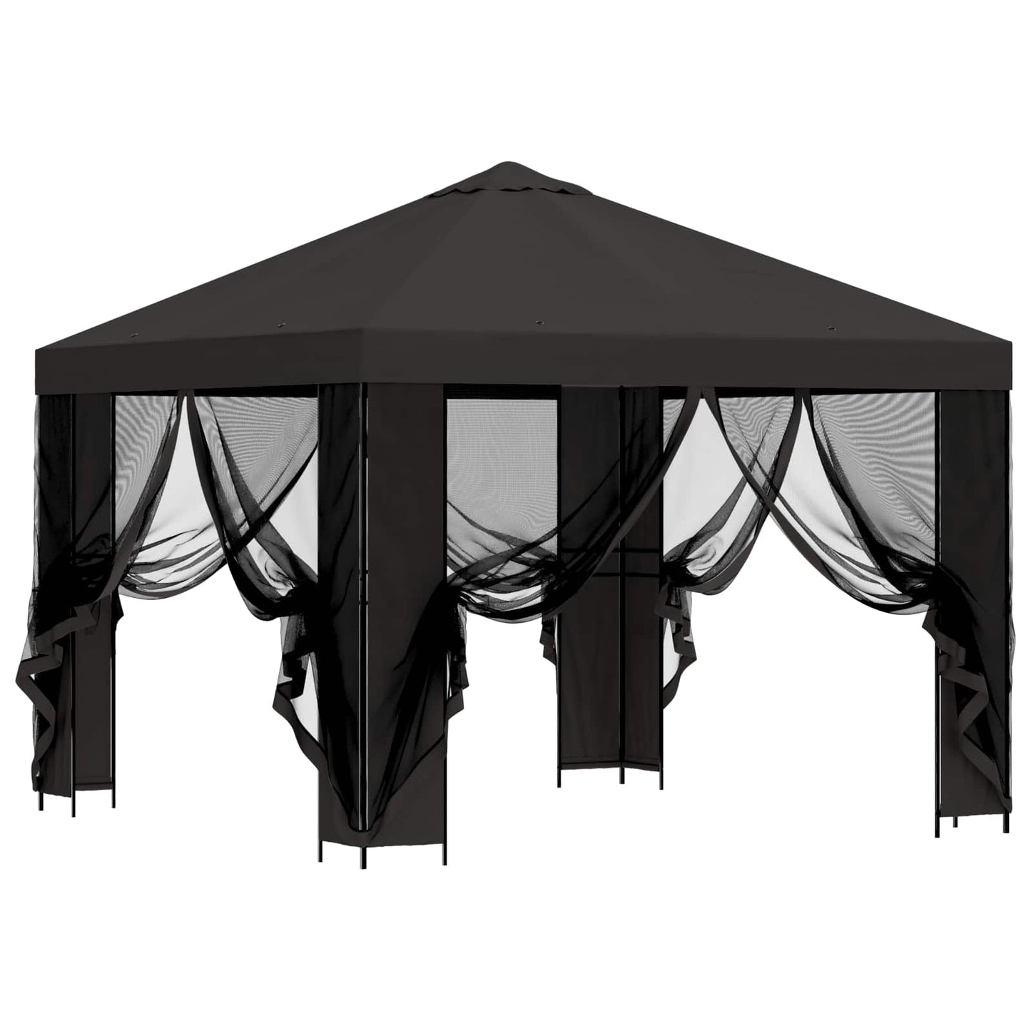 Garten Pavillon mit Seitenwänden 3 x 3 m Anthrazit