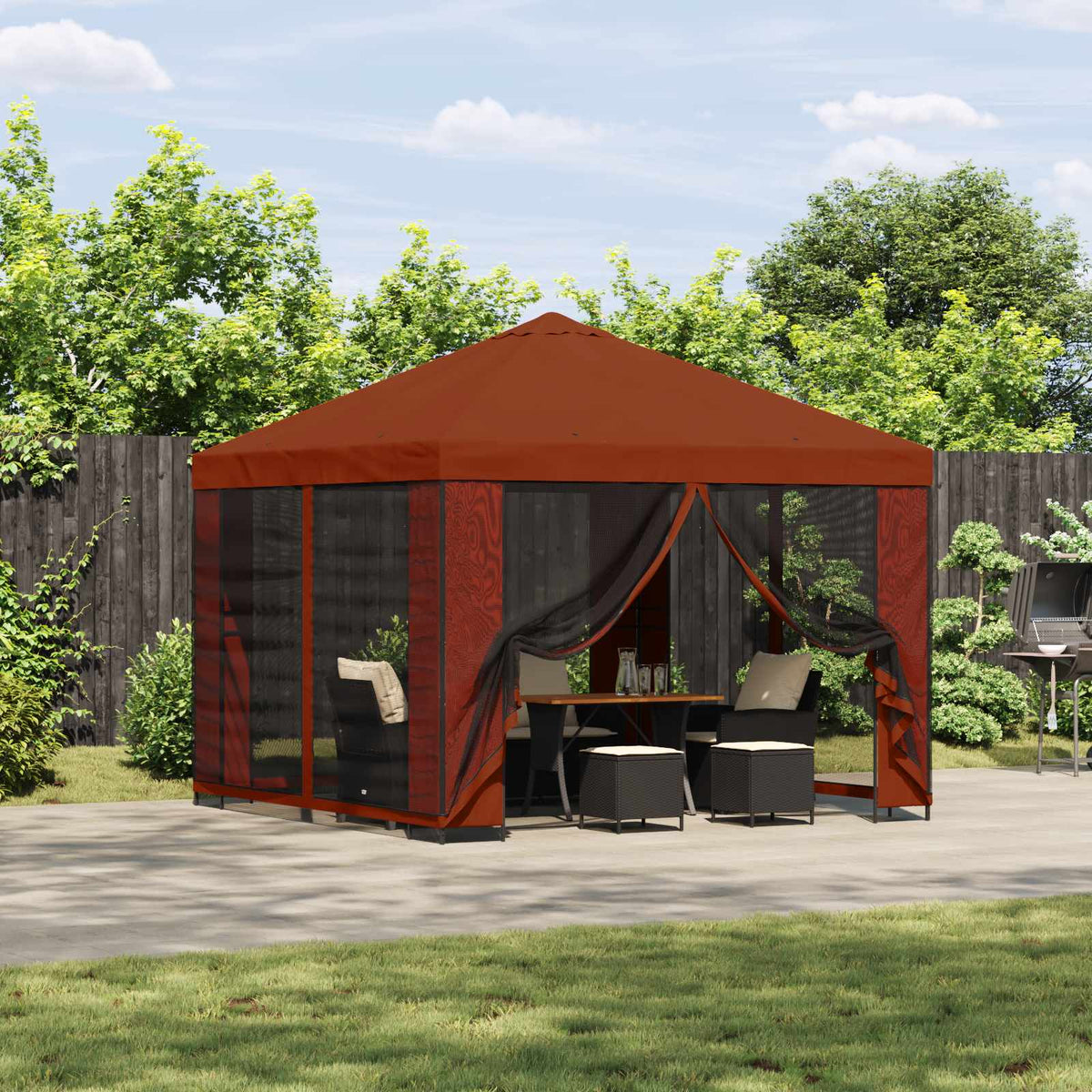 Garten Pavillon mit Seitenwänden 3 x 3 m Terrakotta