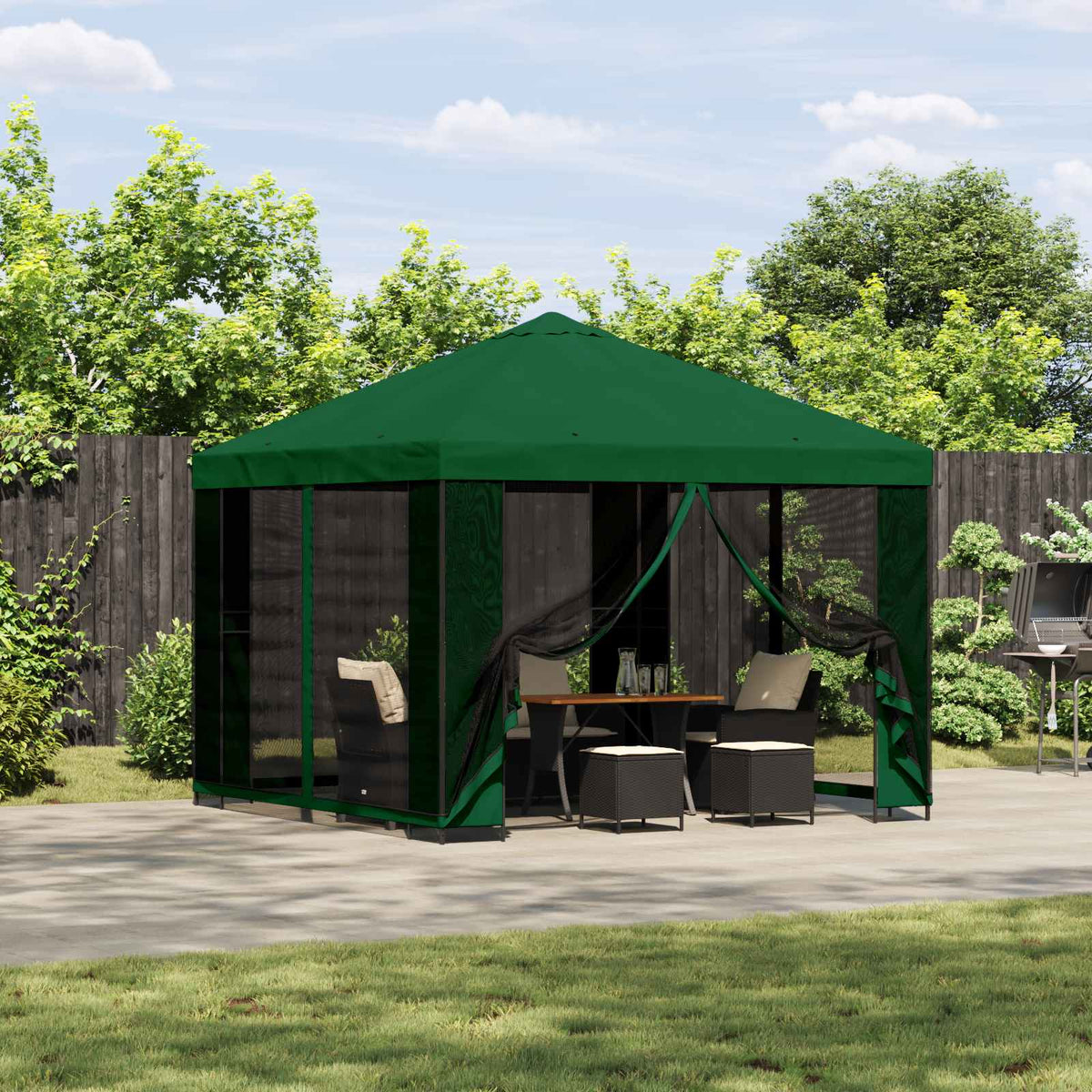 Garten Pavillon mit Seitenwänden 3 x 3 m Grün