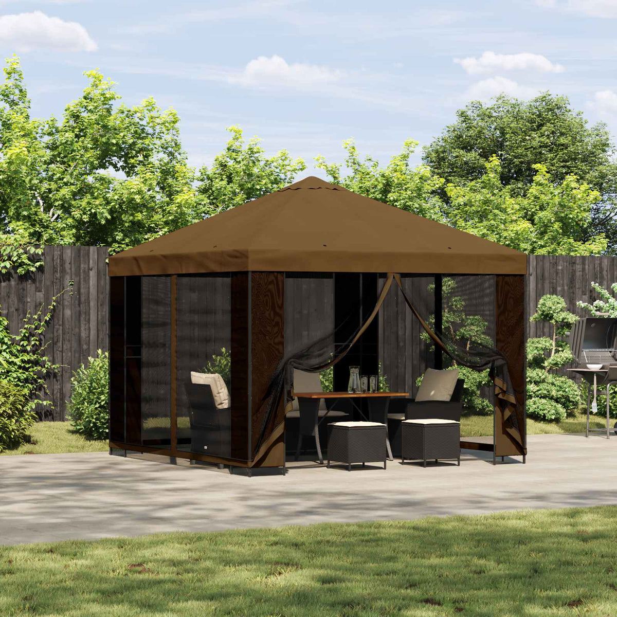 Garten Pavillon mit Seitenwänden 3 x 3 m Taupe
