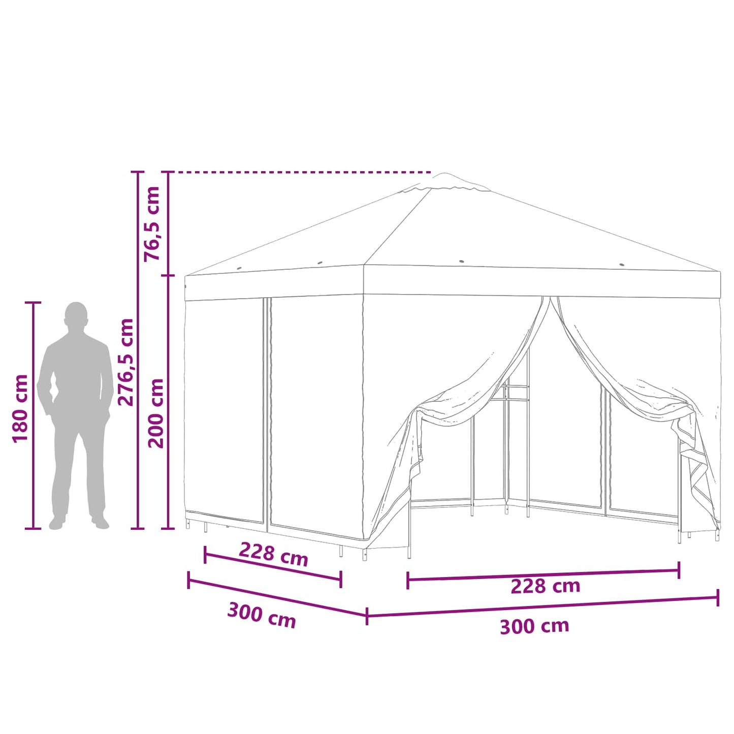 Garten Pavillon mit Seitenwänden 3 x 3 m Taupe