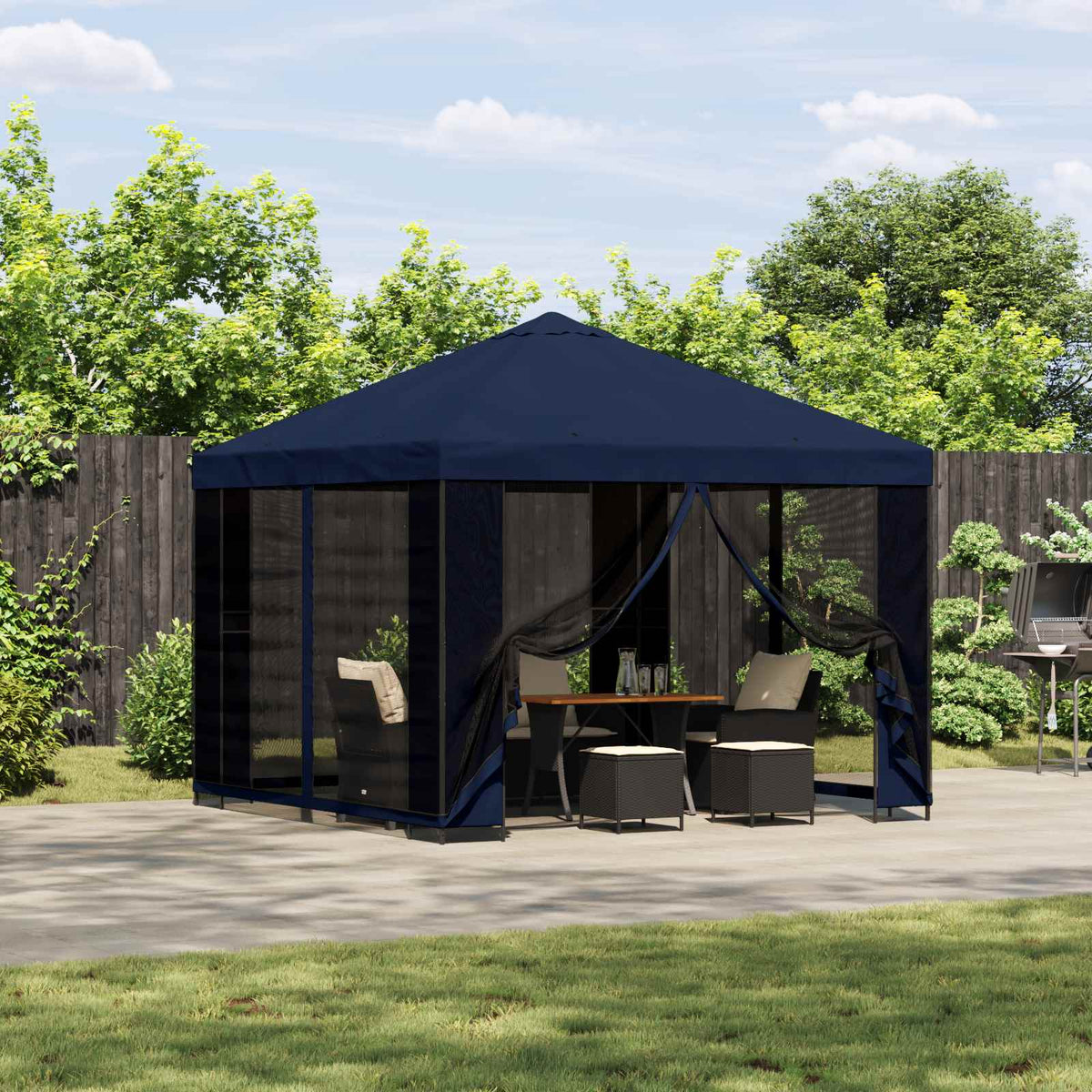 Garten Pavillon mit Seitenwänden 3 x 3 m Blau