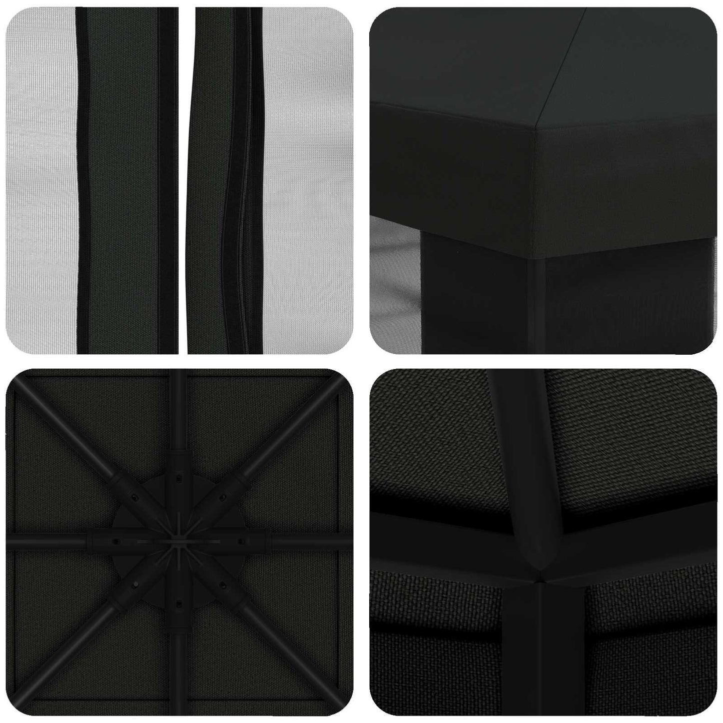 Garten Pavillon mit Seitenwänden 3 x 3 m Schwarz