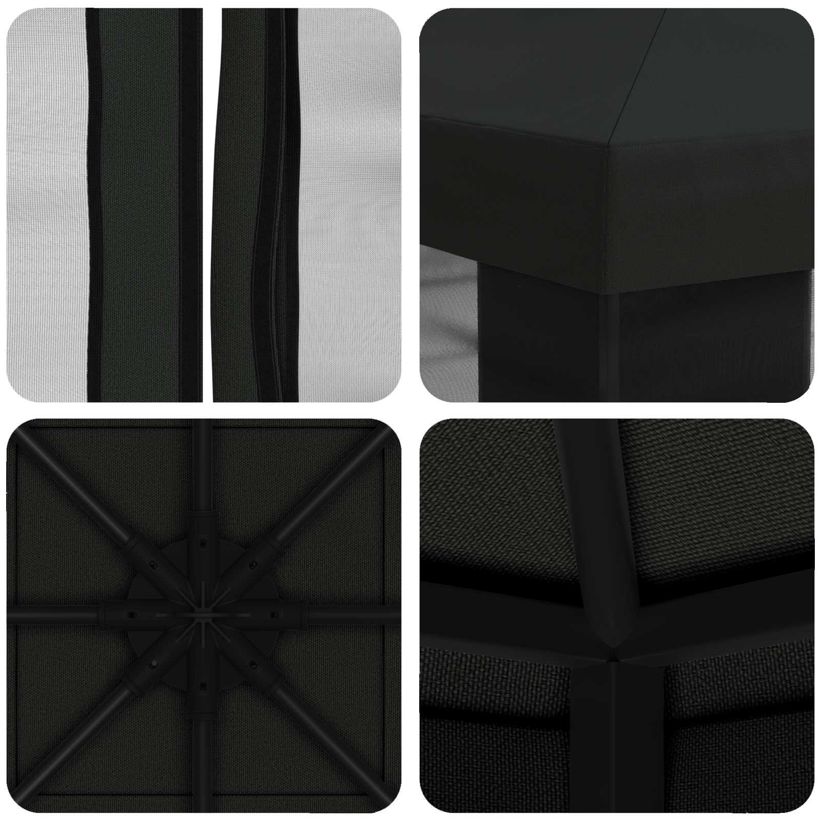 Garten Pavillon mit Seitenwänden 3 x 3 m Schwarz