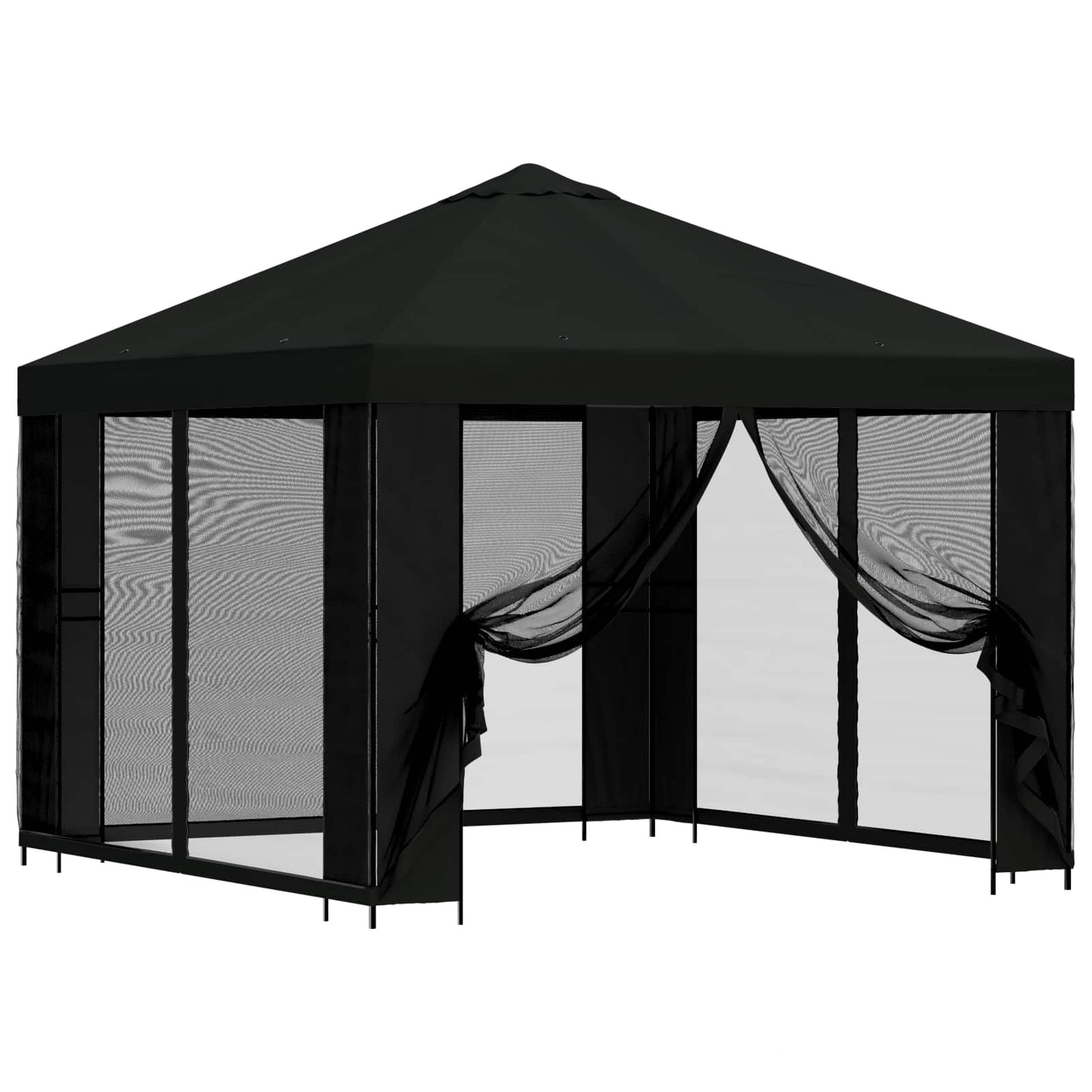 Garten Pavillon mit Seitenwänden 3 x 3 m Schwarz