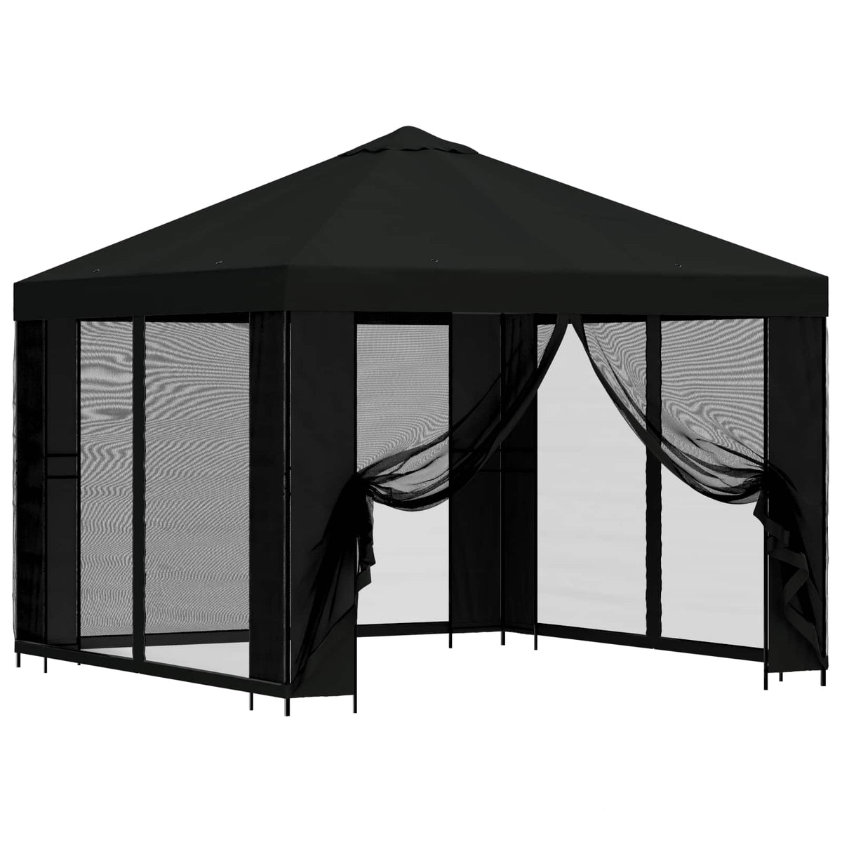 Garten Pavillon mit Seitenwänden 3 x 3 m Schwarz