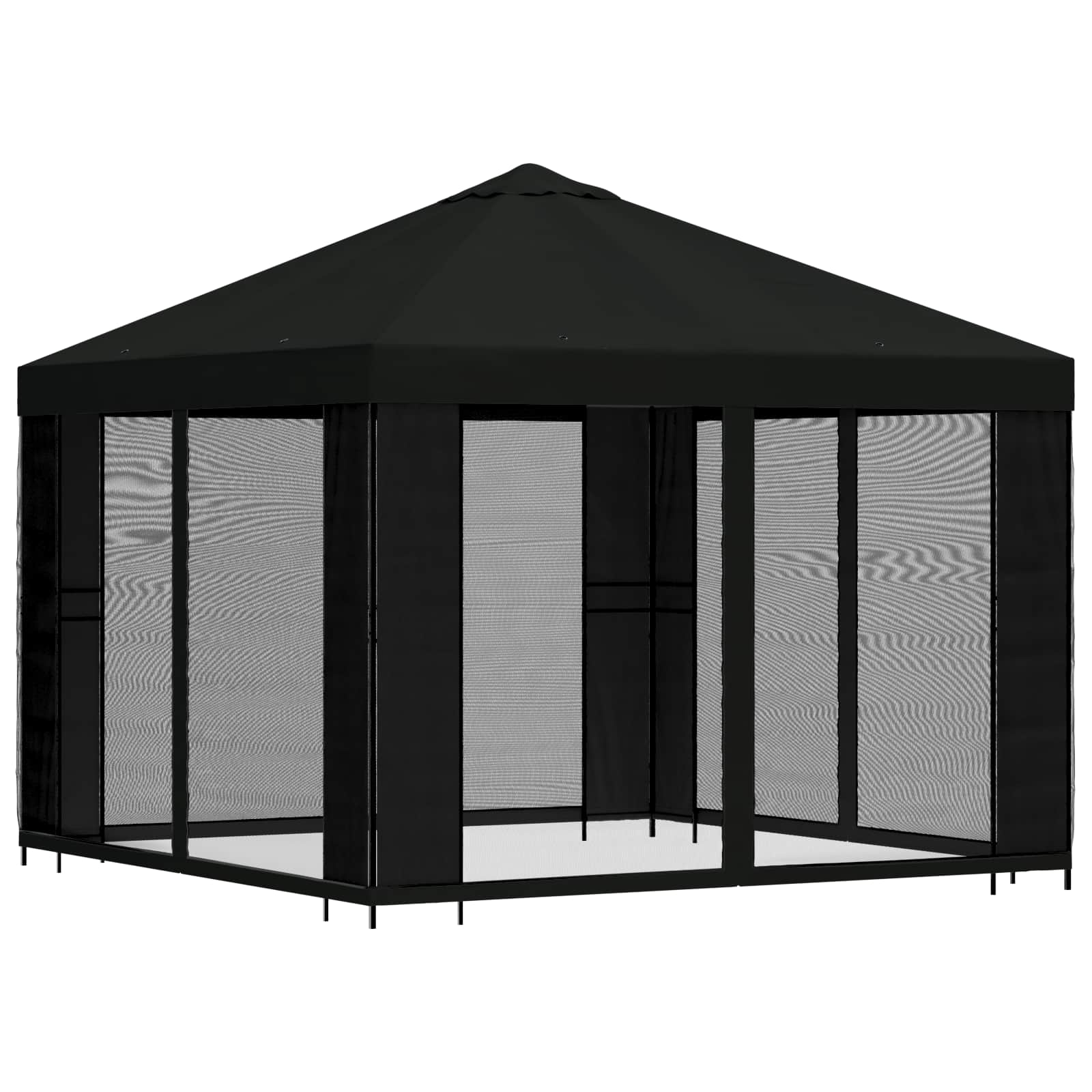 Garten Pavillon mit Seitenwänden 3 x 3 m Schwarz