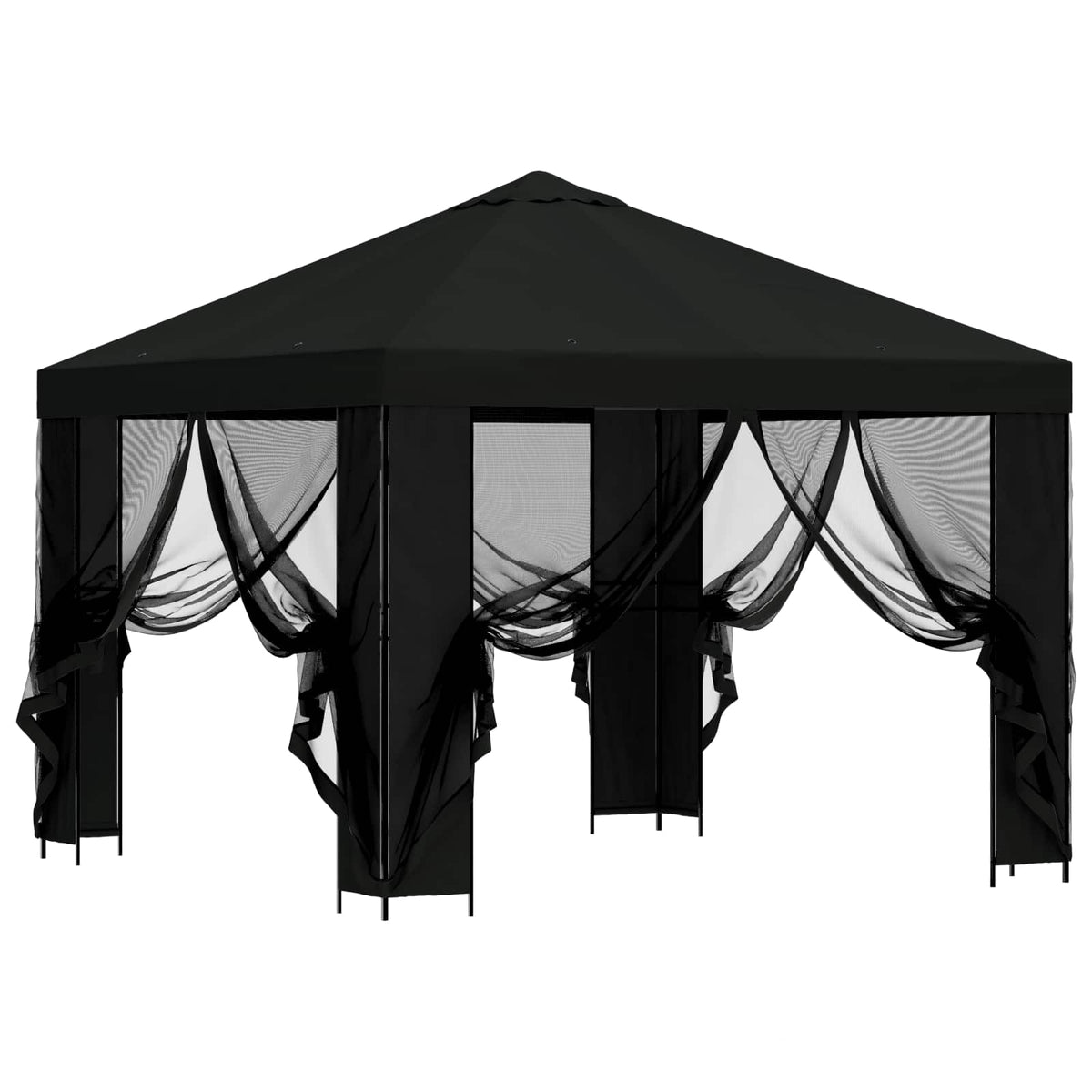 Garten Pavillon mit Seitenwänden 3 x 3 m Schwarz
