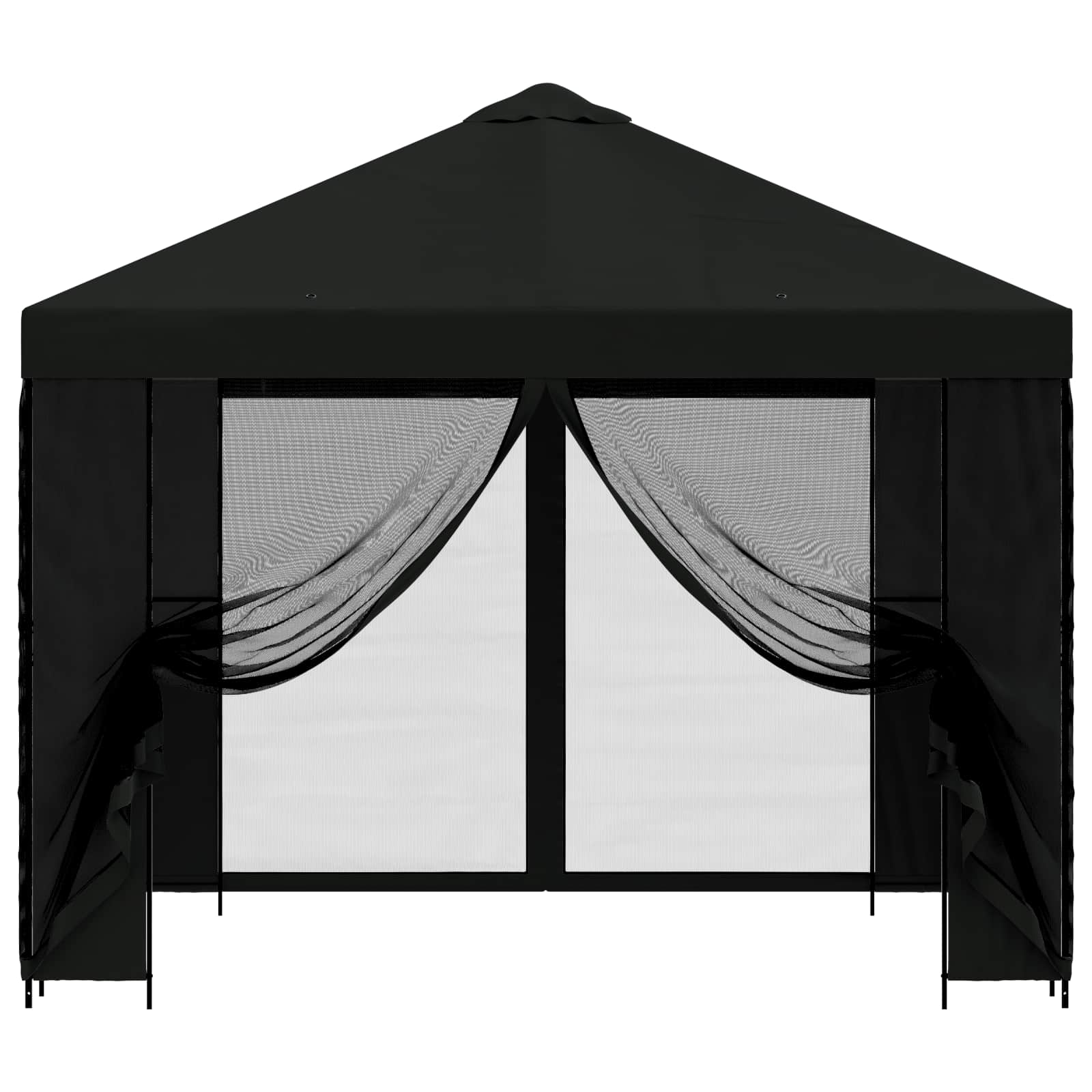 Garten Pavillon mit Seitenwänden 3 x 3 m Schwarz