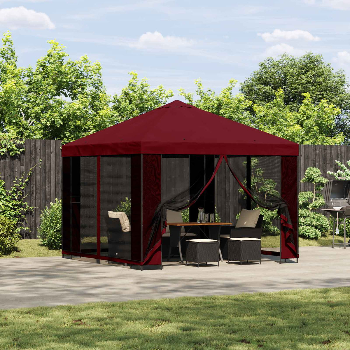 Garten Pavillon mit Seitenwänden 3 x 3 m Bordeauxrot