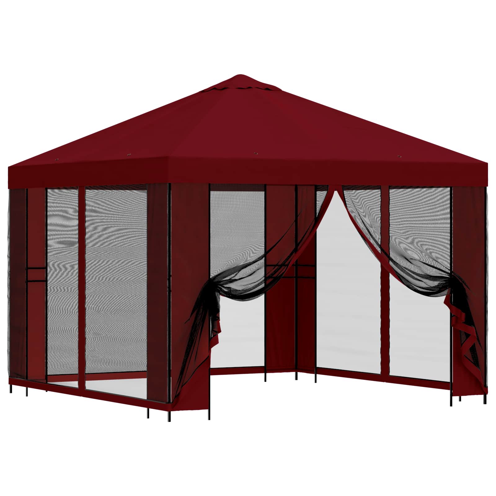 Garten Pavillon mit Seitenwänden 3 x 3 m Bordeauxrot